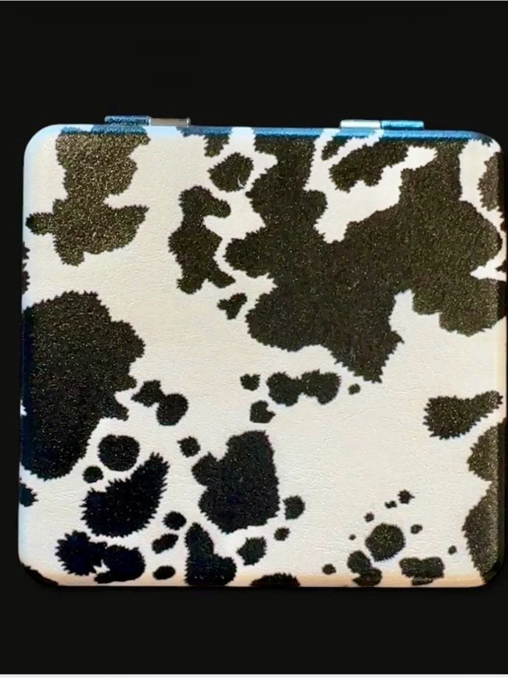 Personalized Compact Cowhide Pattern Pocket Mirror - Black & White